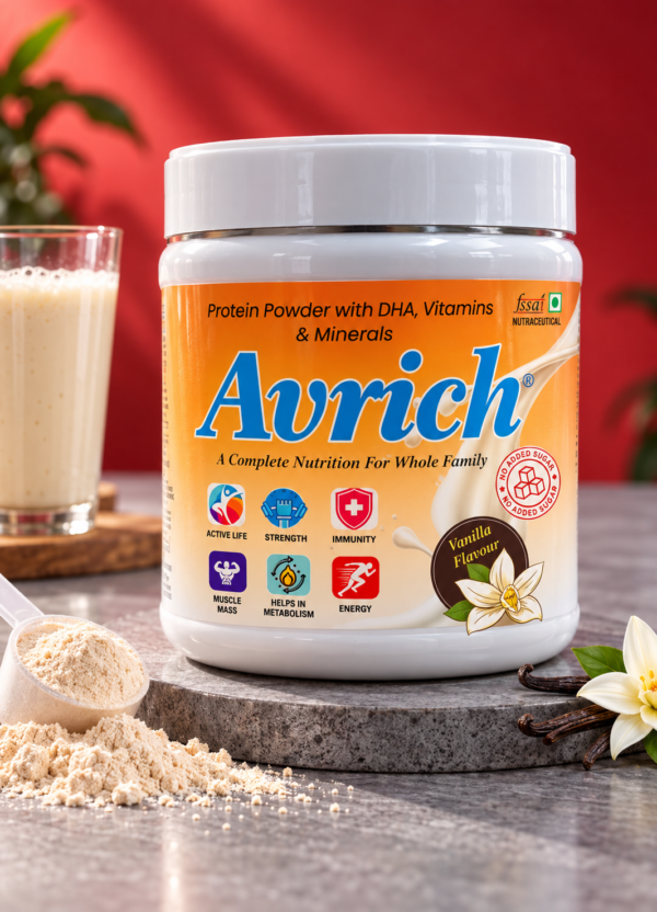 avrich vanilla protein powder showcase