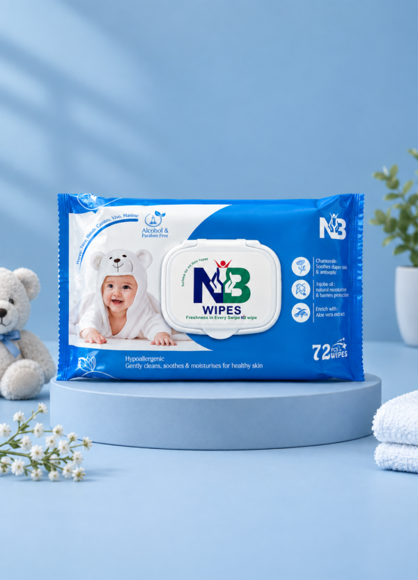 nb wipes packet on dusty blue