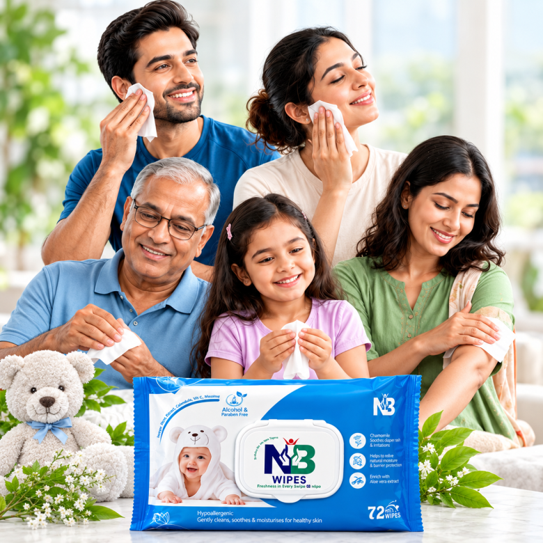 bright family cleaning with nb wipes